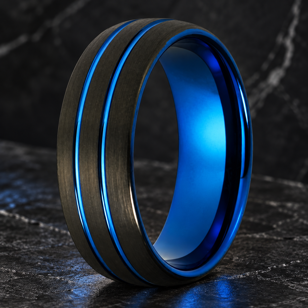 Tungsten Ring with Blue Inside