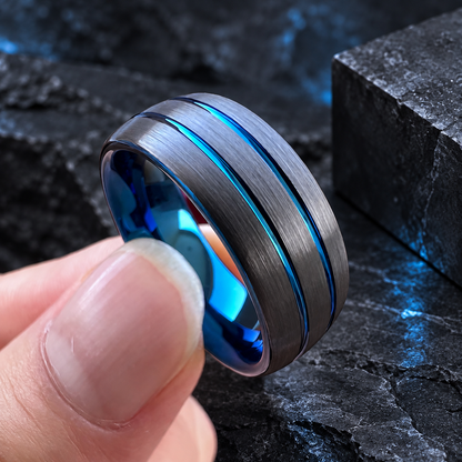 Tungsten Ring with Blue Inside