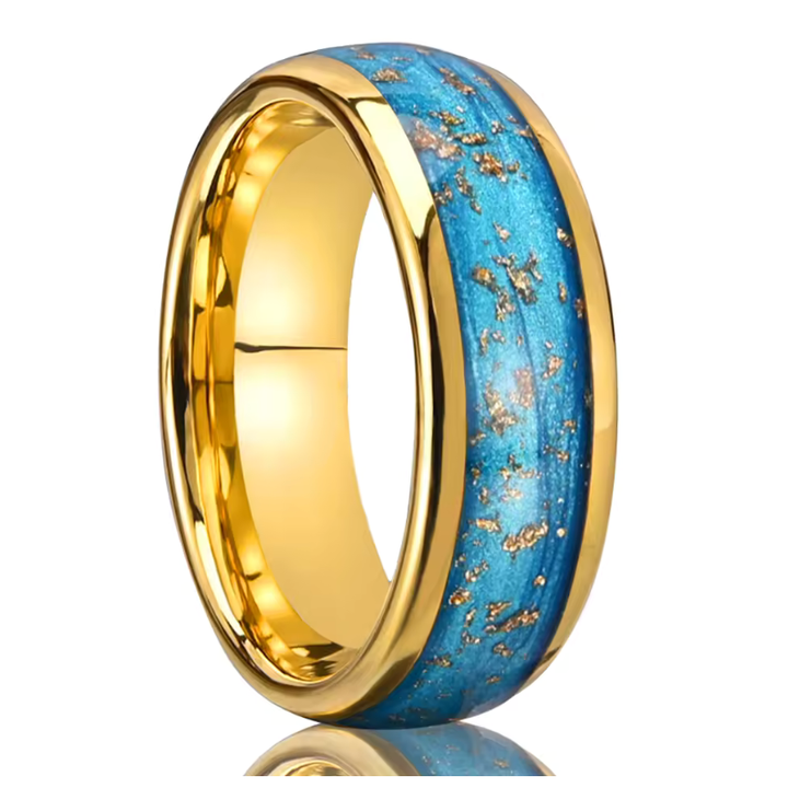 Blue Quicksand Tungsten Ring