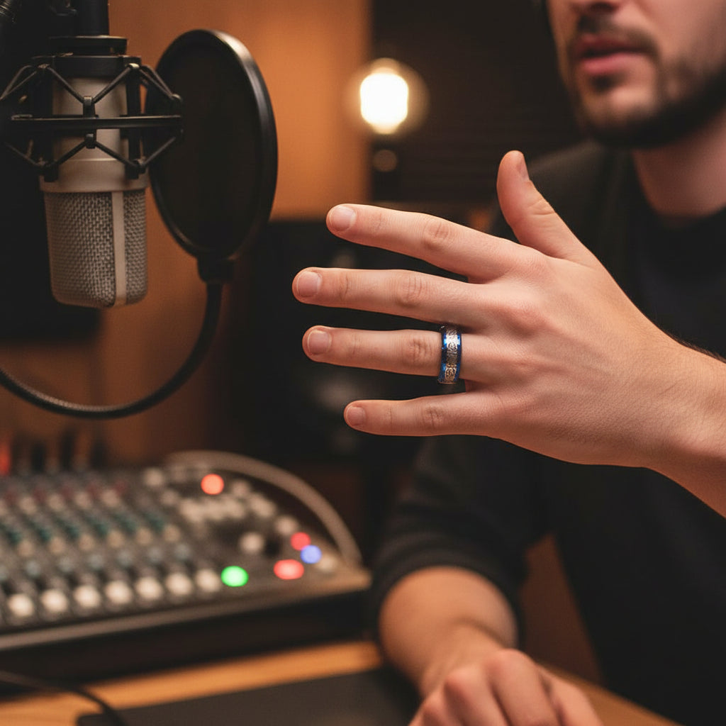 Blue Tungsten Dragon Ring