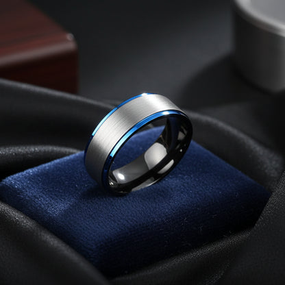 Blue & Black Tungsten Wedding Ring