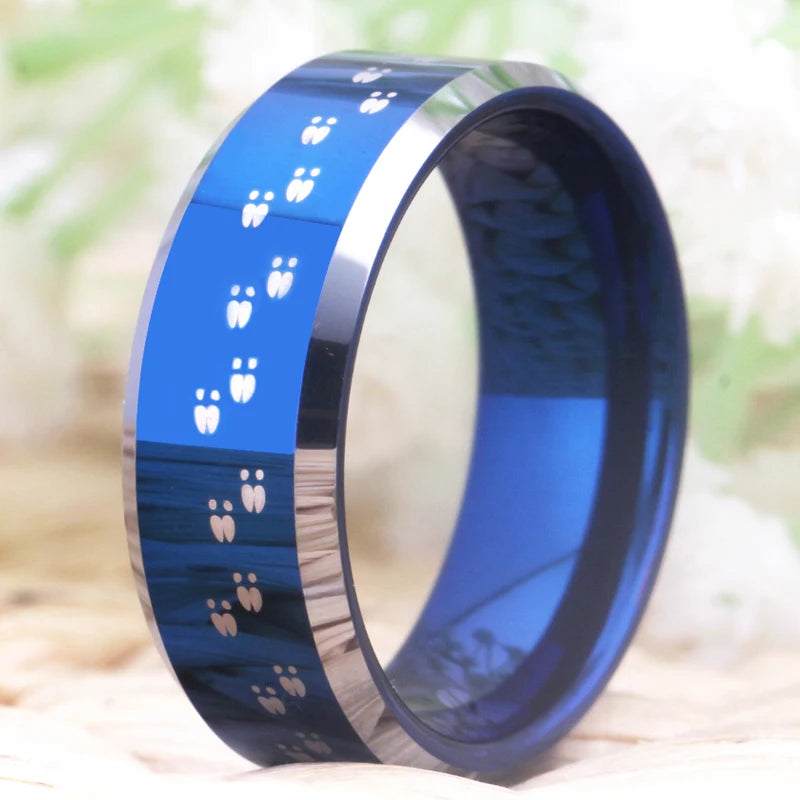 Blue Buck & Doe Tungsten Ring – Unisex Deer Hunting Design