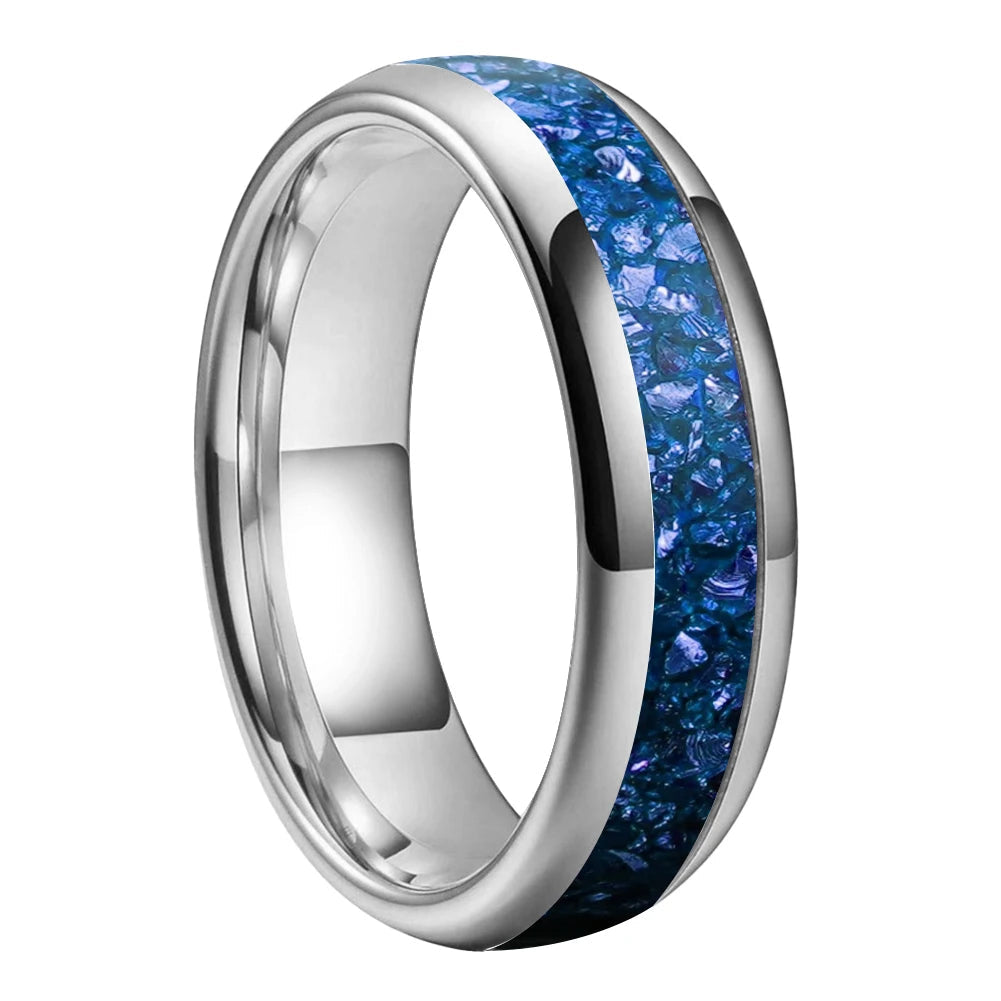 Blue Crystal Tungsten Ring