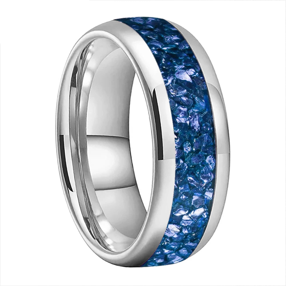 Blue Crystal Tungsten Ring