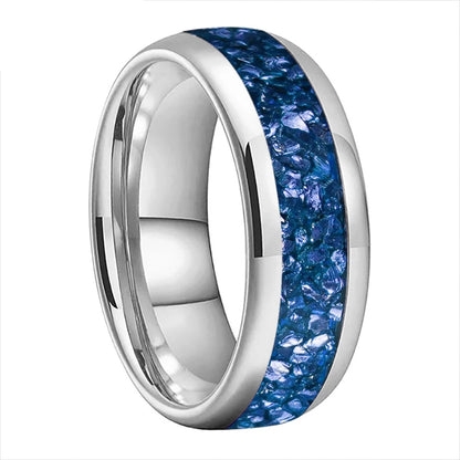 Blue Crystal Tungsten Ring