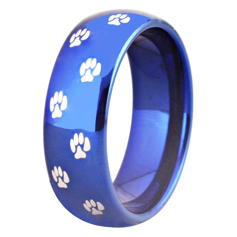 Dog paw print Tungsten ring