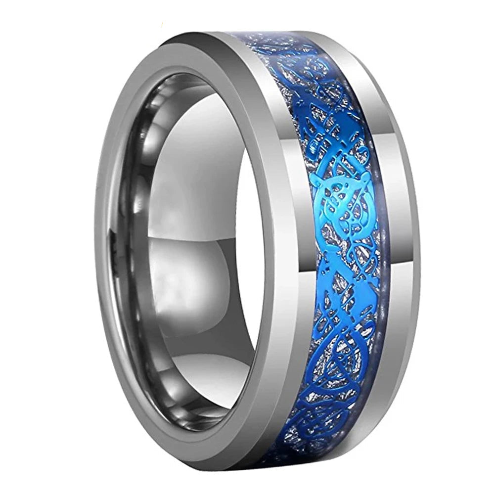 Blue Dragon Meteorite Tungsten Wedding Ban