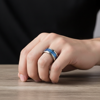 Blue Dragon Meteorite Tungsten Wedding Band