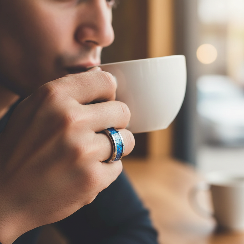 Blue Dragon Meteorite Tungsten Wedding Band
