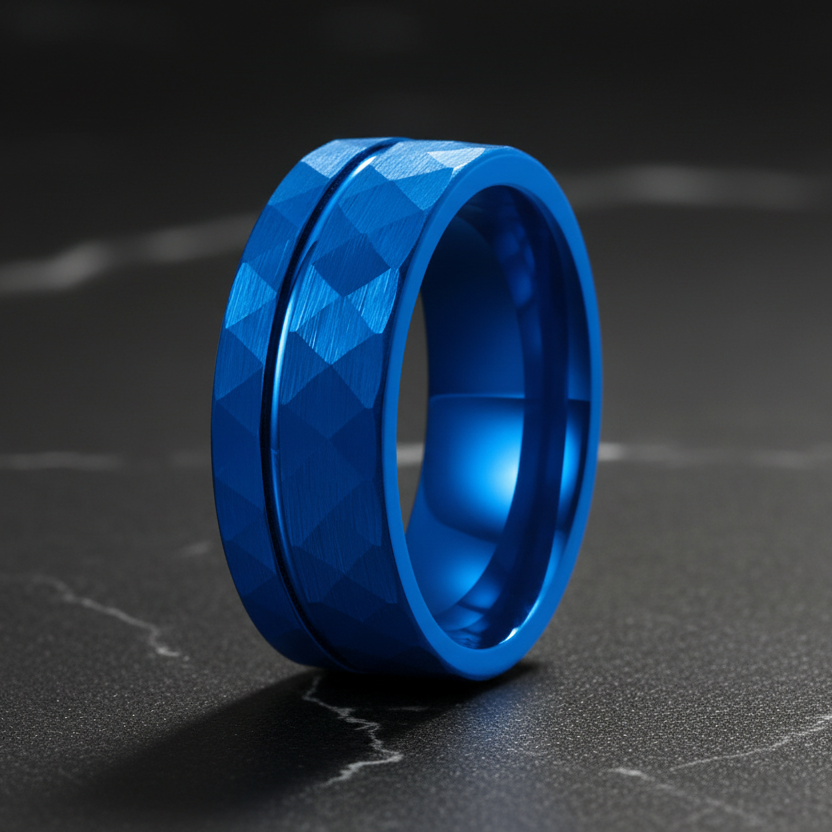 Blue_Hammered_Tungsten_Ring