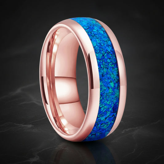Blue Opal Tungsten Ring