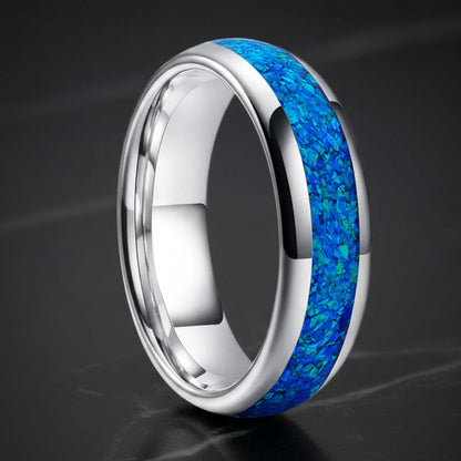 Blue Opal Tungsten Ring