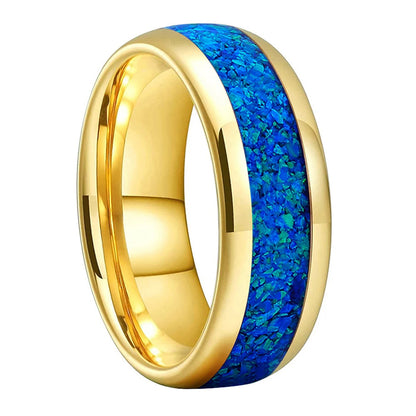 Blue Opal Tungsten Ring