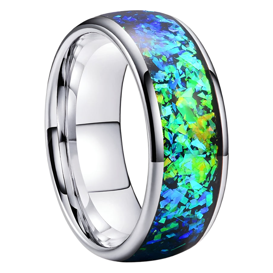 Blue Opal Tungsten Ring