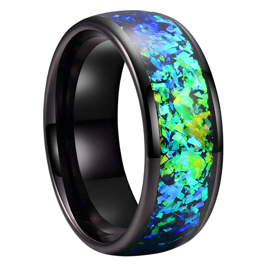 Blue Opal Tungsten Ring