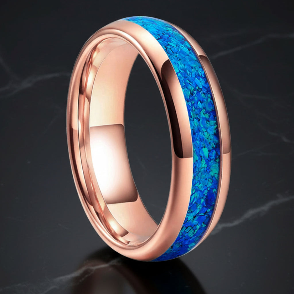 Blue Opal Tungsten Ring