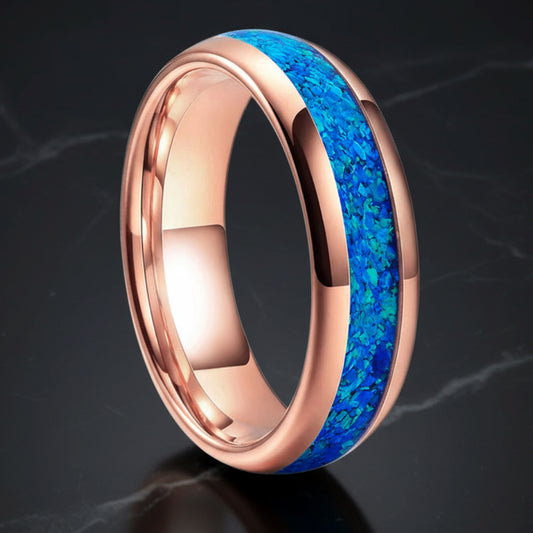 Blue Opal Tungsten Ring