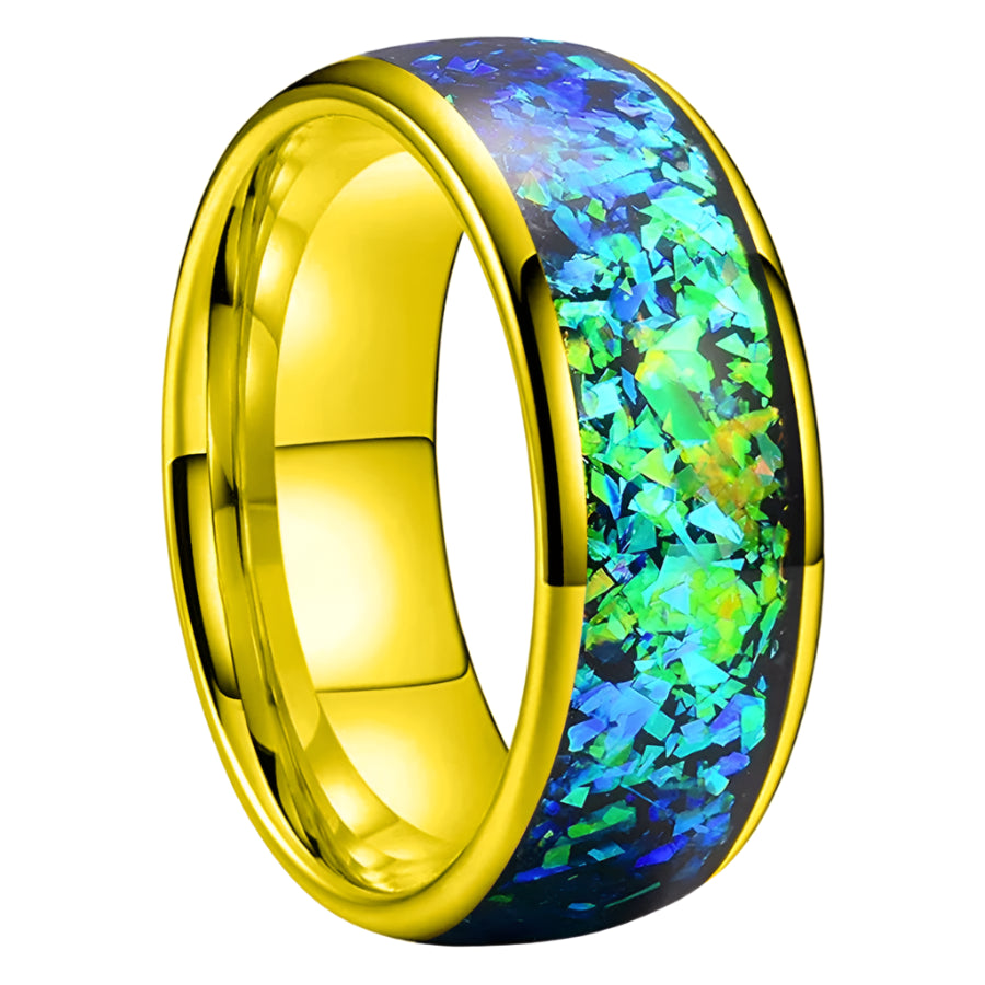 Blue Opal Tungsten Ring