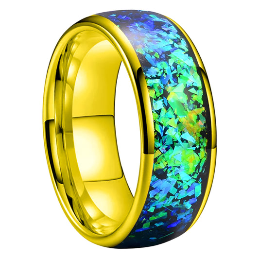 Blue Opal Tungsten Ring