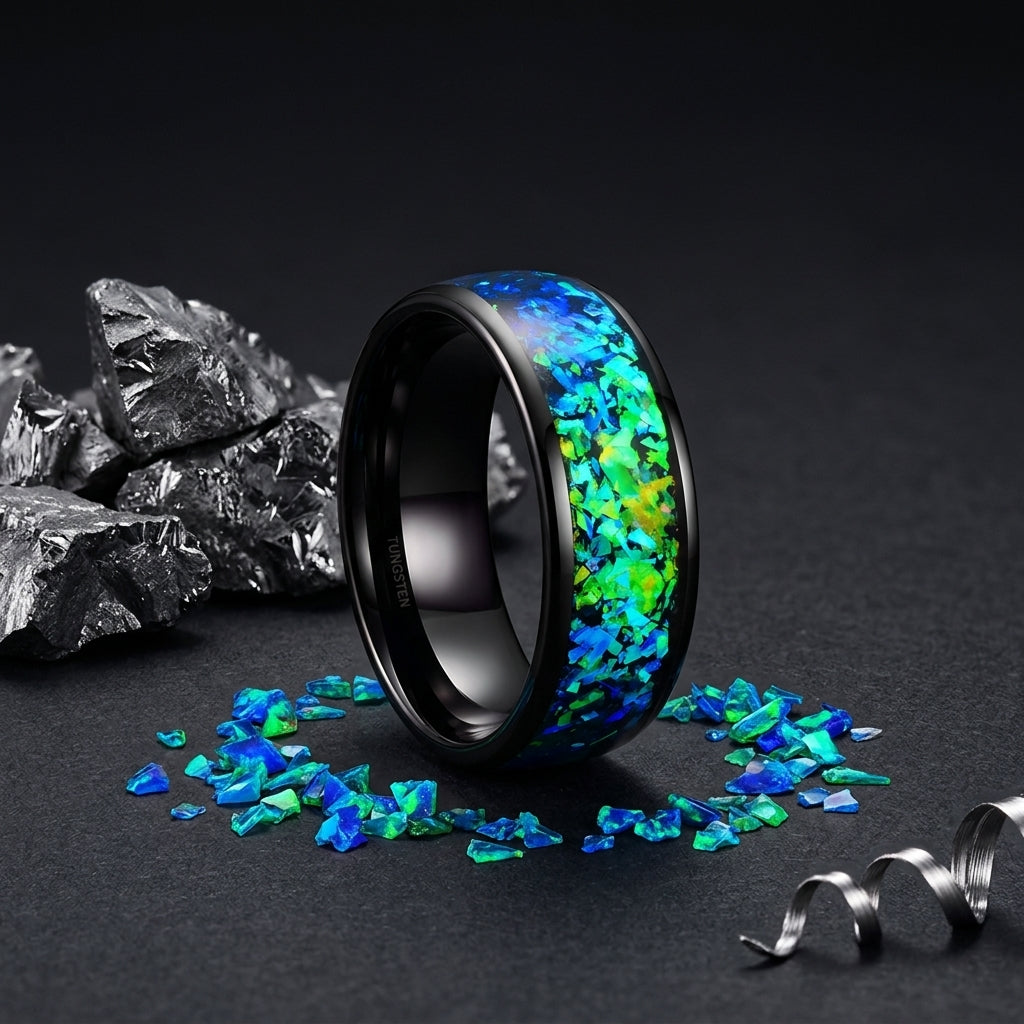 8mm_Blue_Opal_Tungsten_wedding_Ring