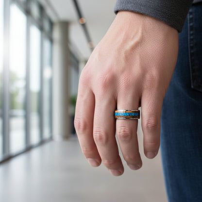 Blue_Opal_and_Whiskey_Barrel_Wood_Tungsten_Ring