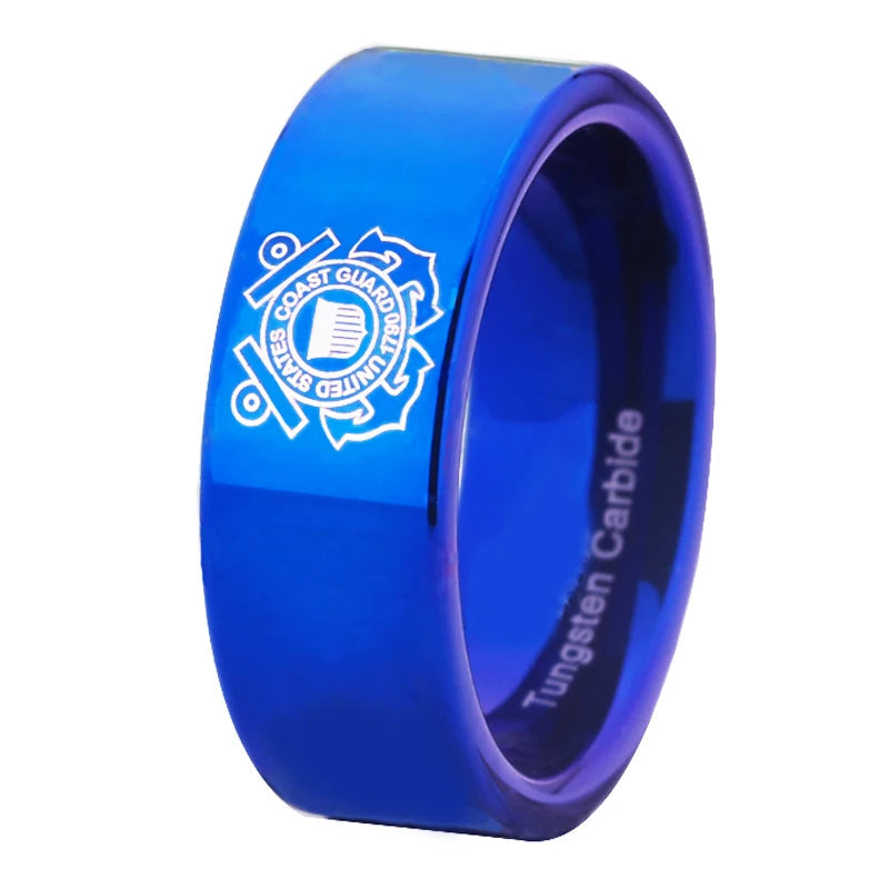 Blue Pipe Coast Guard Design Tungsten Carbide