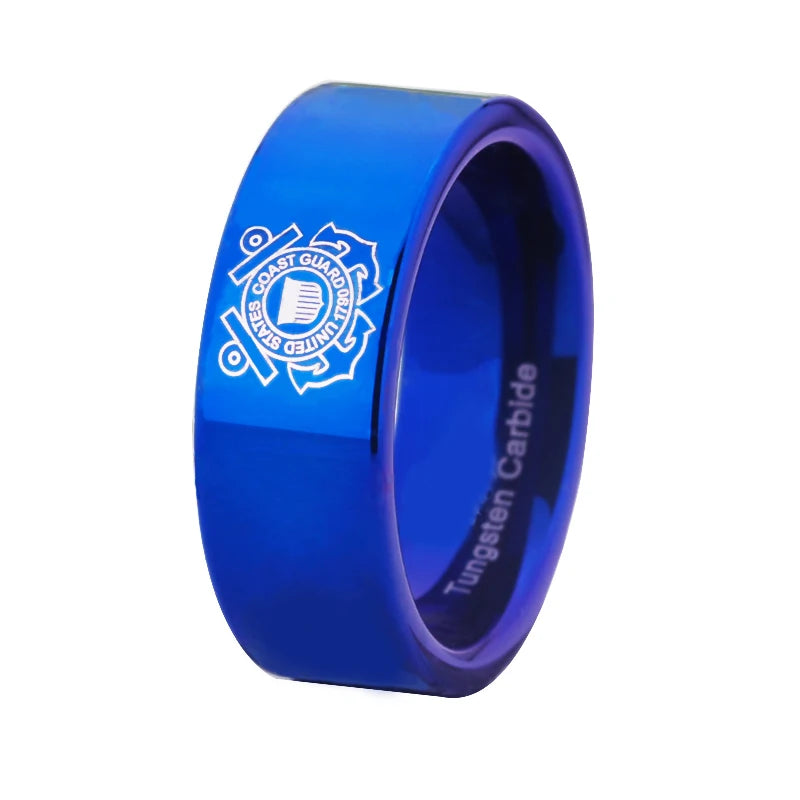 Blue Pipe Coast Guard Design Tungsten Carbide