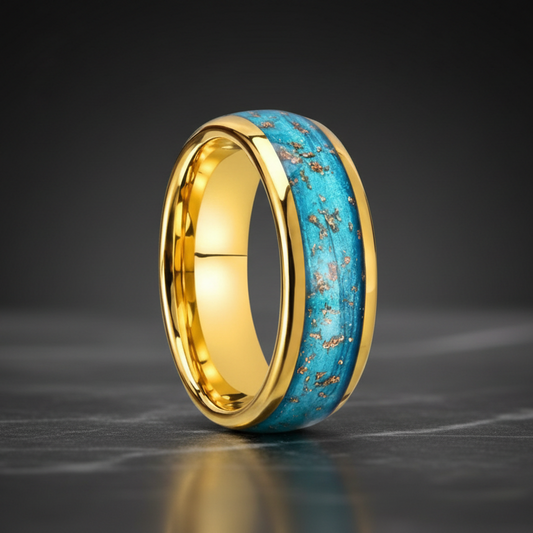 Blue Quicksand Tungsten Ring