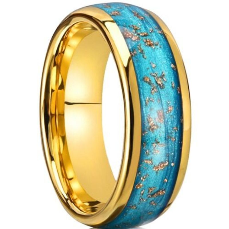 Blue Quicksand Tungsten Ring