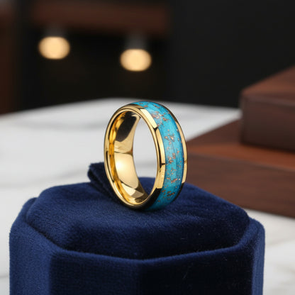Blue Quicksand Tungsten Ring