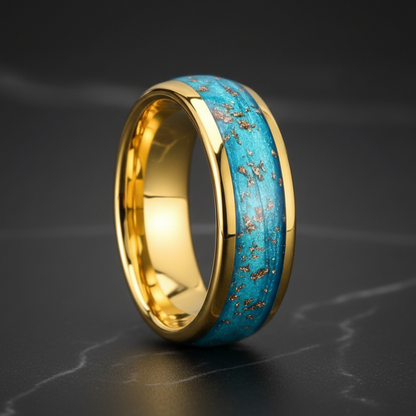 Blue Quicksand Tungsten Ring