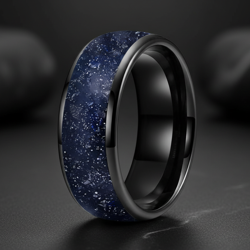 Blue Sandstone 'Galaxy' Tungsten Ring
