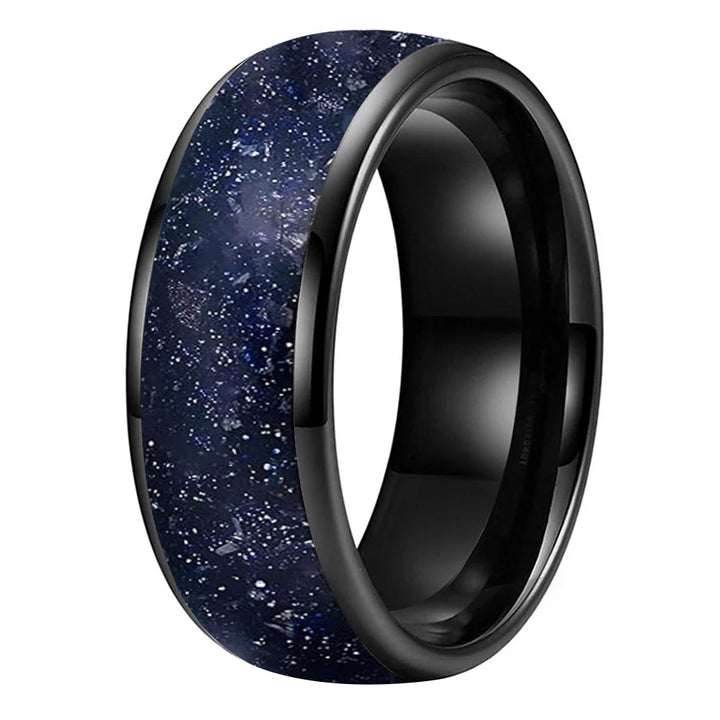 Blue Sandstone 'Galaxy' Tungsten Ring - Comfort Fit (6/8mm)