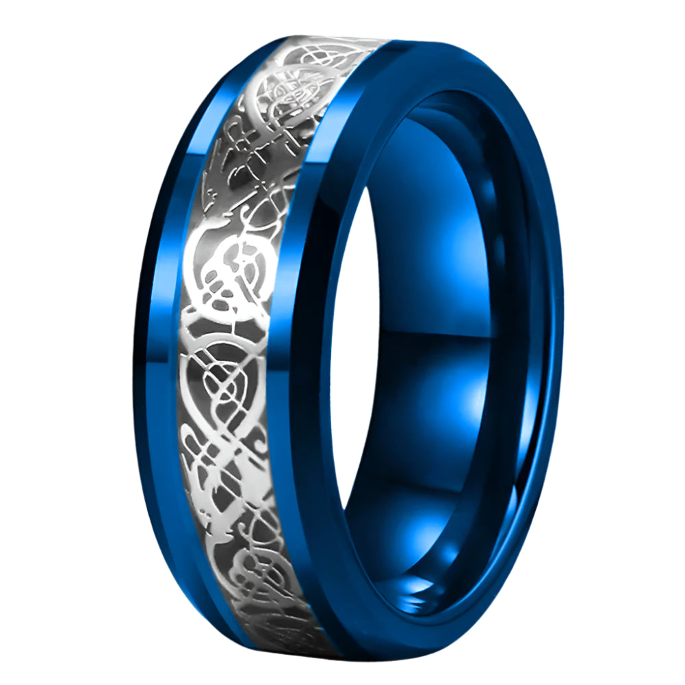 Blue Tungsten Dragon Ring