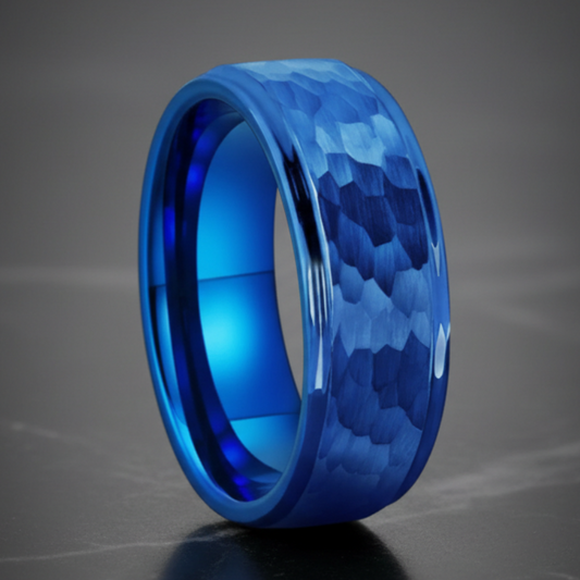 Blue Tungsten Mens Wedding Ring