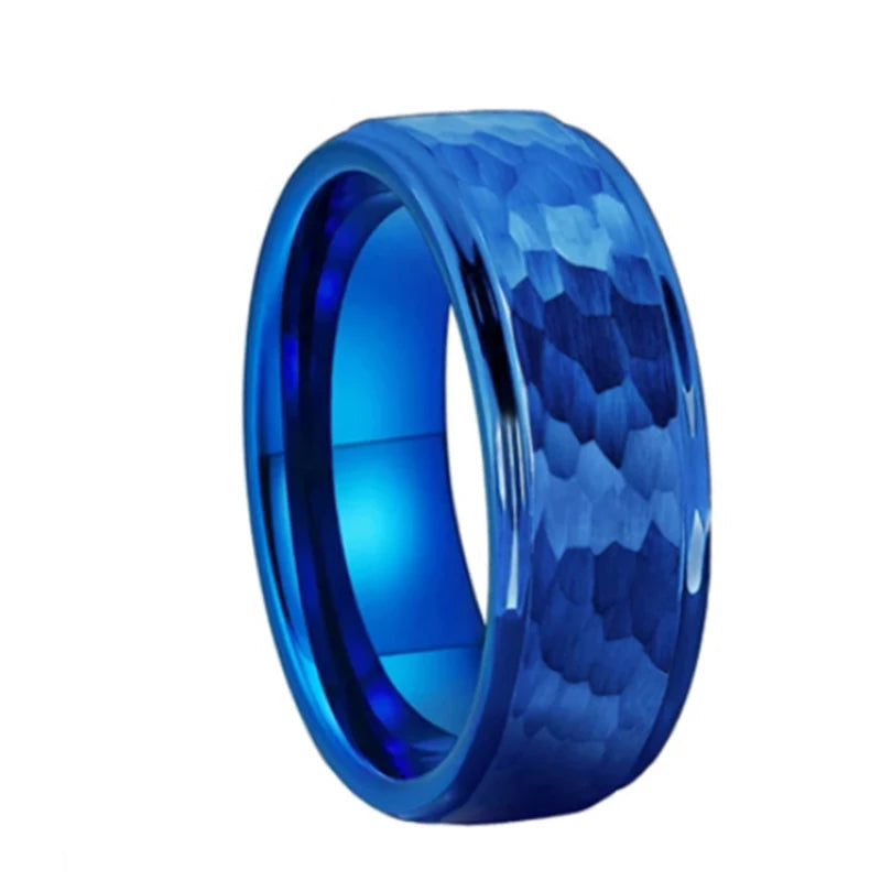 Blue Tungsten Mens Wedding Ring
