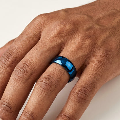 Blue Tungsten Wedding Band