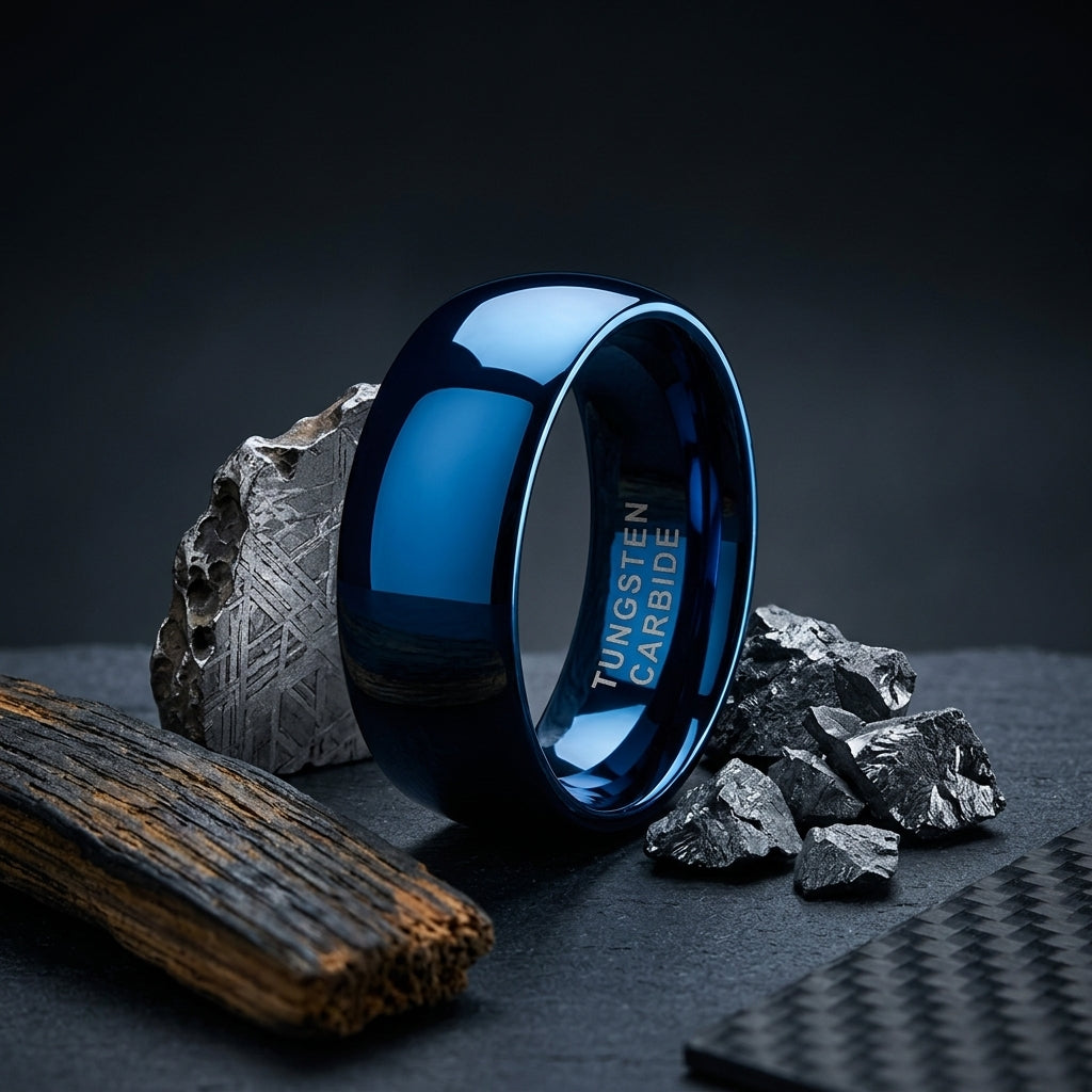 Blue Tungsten Wedding Band