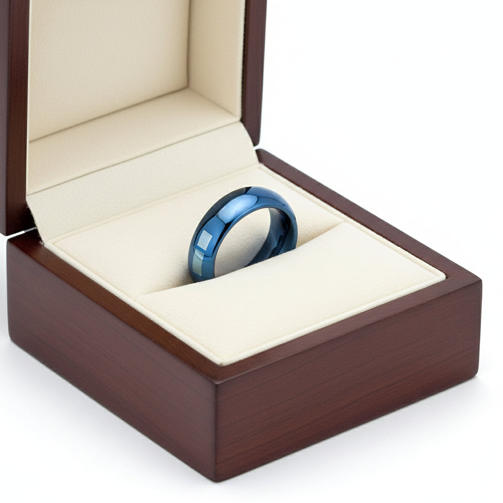 Blue Tungsten Wedding Ring