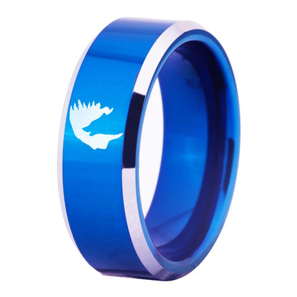Blue Tungsten Wolf Ring – Indian Head Wolf Women’s Jewelry