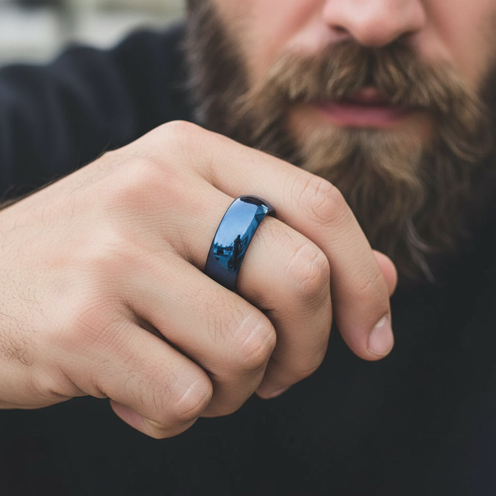 Blue Tungsten Wedding Ring