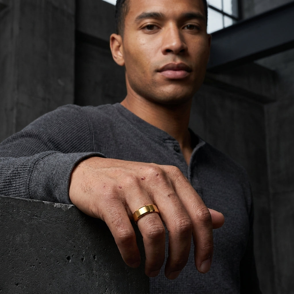 Brushed Gold Tungsten wedding Ring