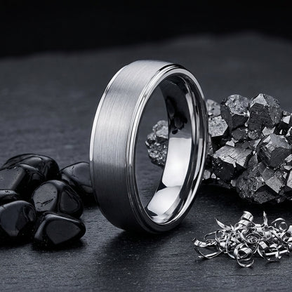 Brushed Silver Tungsten Wedding Band