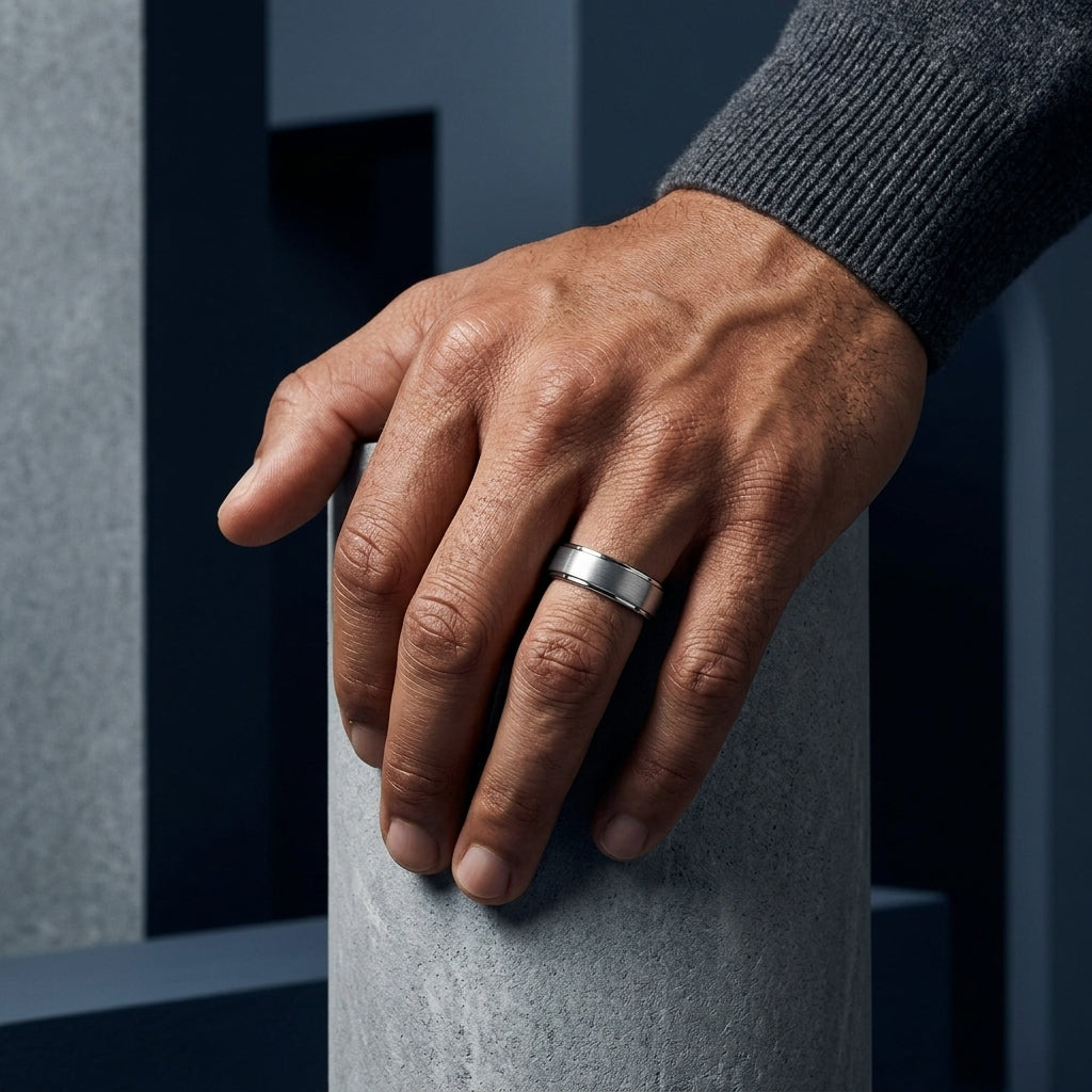 Brushed Silver Tungsten Wedding Band