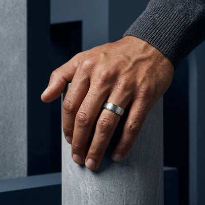 Brushed Silver Tungsten Wedding Band