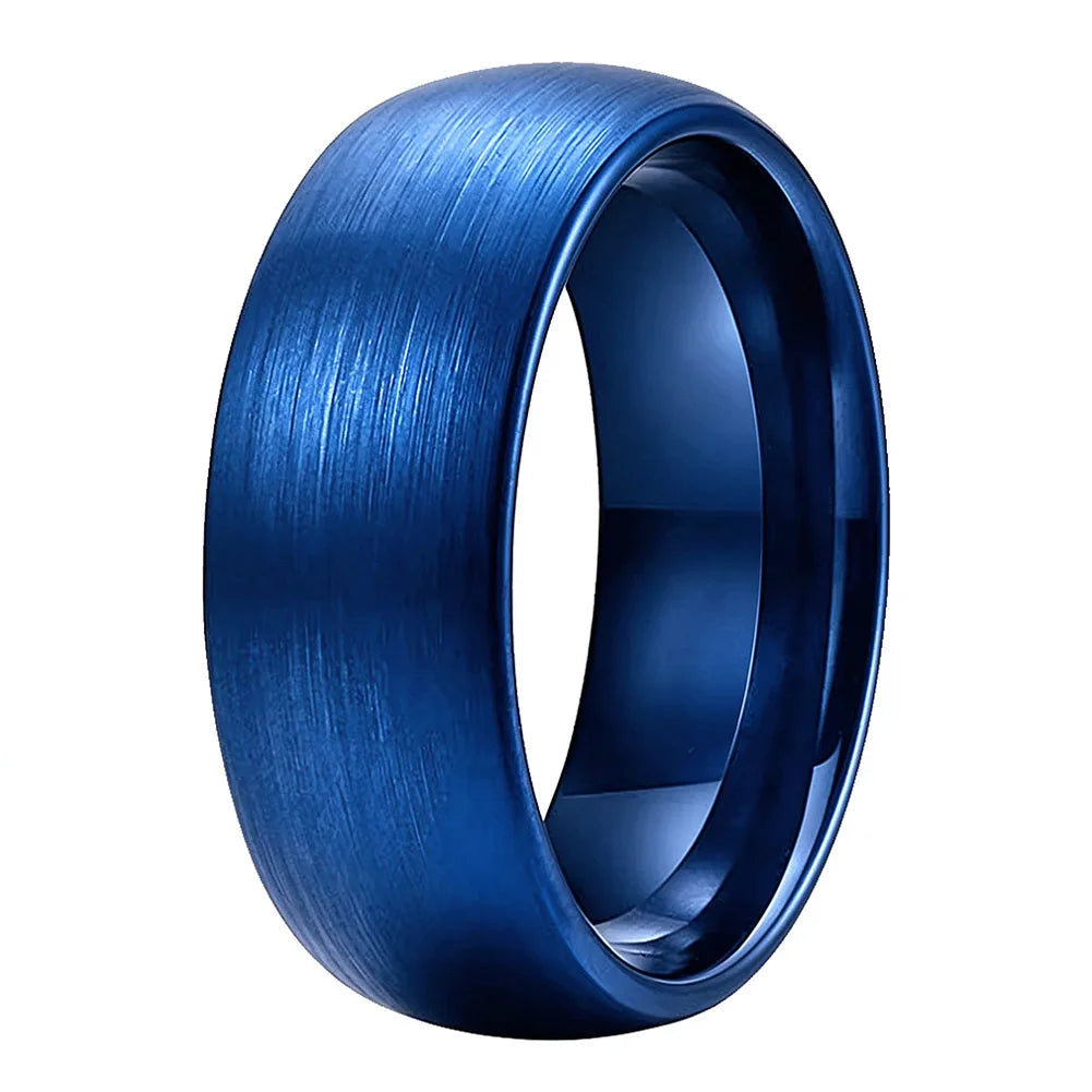 Brushed Blue Tungsten Carbide Wedding ring