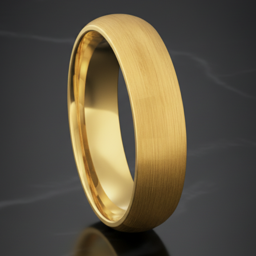 Brushed Gold Tungsten Ring - RealTungsten