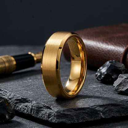 Brushed Gold Tungsten wedding Ring