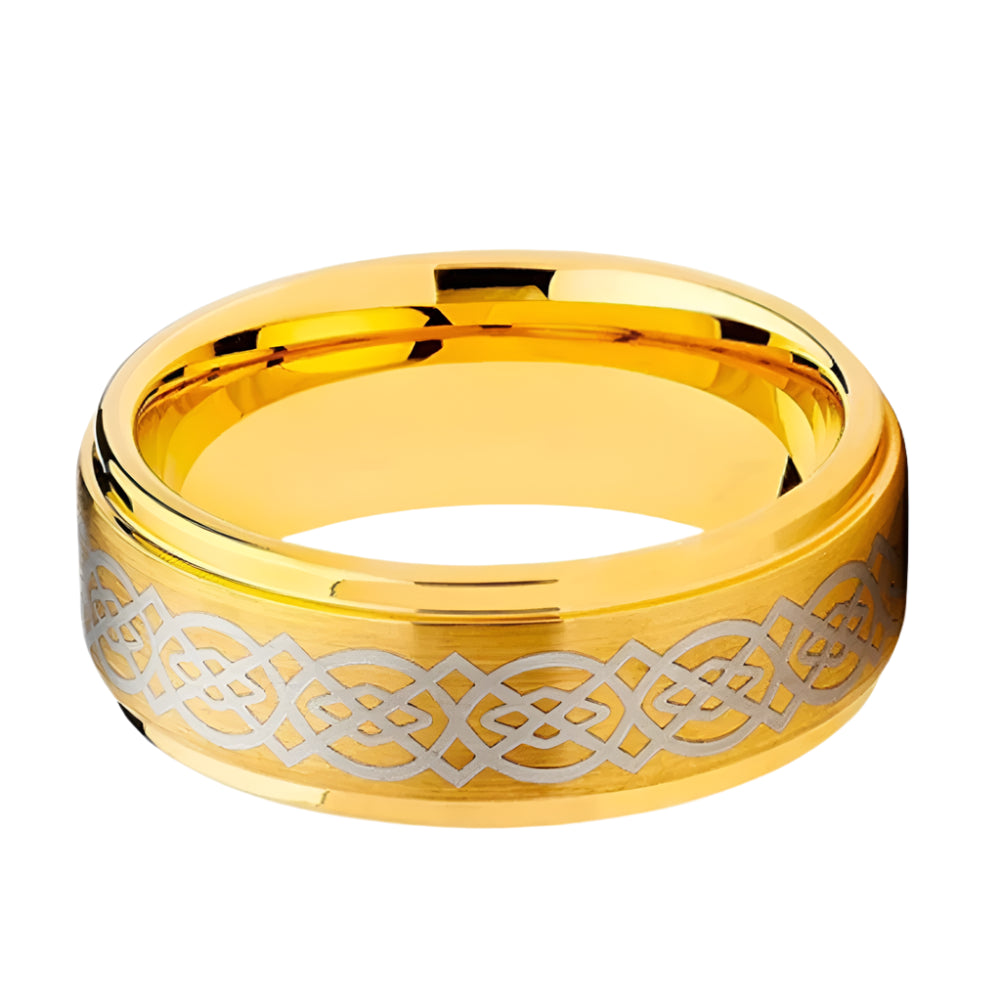 8mm Brushed Gold Tungsten Carbide Ring