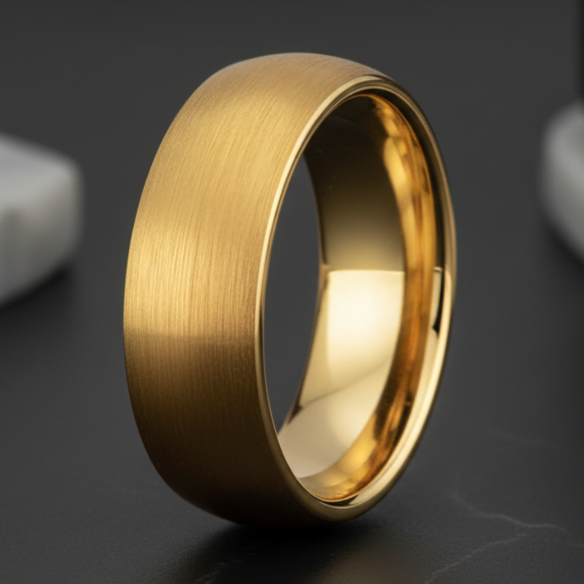 Brushed Gold Tungsten Ring - RealTungsten